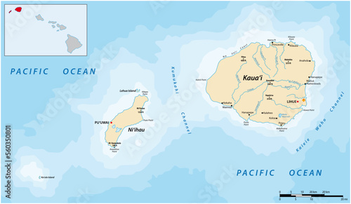 map of Kauai County, Niihau and Kauai, Hawaii photo