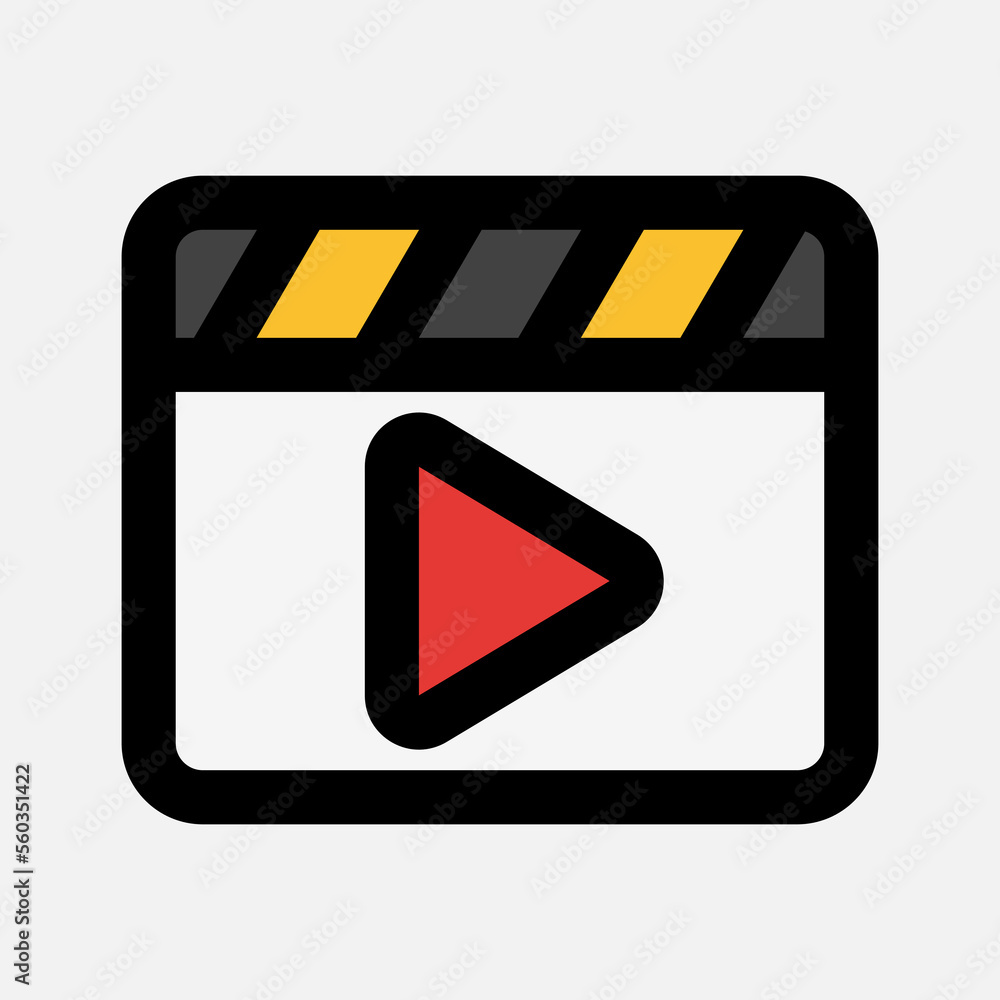 Video icon in filled line style about multimedia, use for website mobile app presentation Video icon in filled line style about multimedia, use for website mobile app presentation