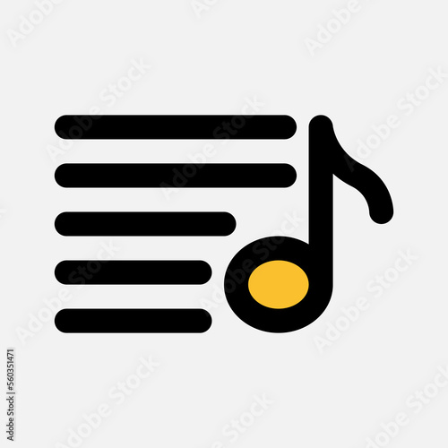 Playlist icon in filled line style about multimedia, use for website mobile app presentation