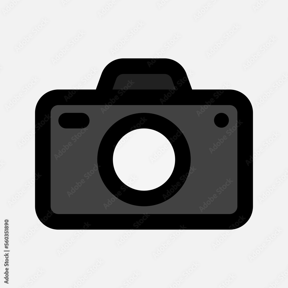 Camera icon in filled line style about multimedia, use for website mobile app presentation Camera icon in filled line style about multimedia, use for website mobile app presentation