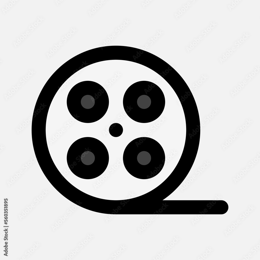 Movie reel icon in filled line style about multimedia, use for website mobile app presentation Movie reel icon in filled line style about multimedia, use for website mobile app presentation