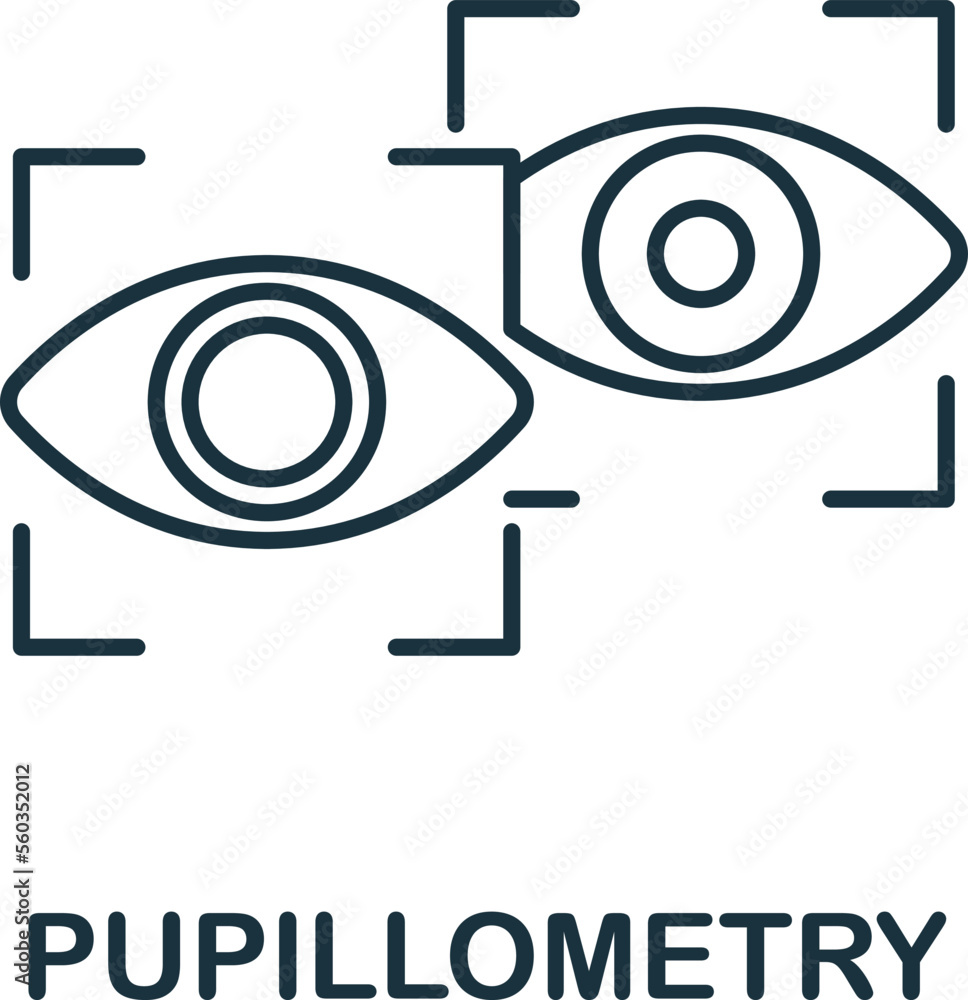 Pupillometry icon. Monochrome simple Neuromarketing icon for templates, web design and infographics Pupillometry icon. Monochrome simple Neuromarketing icon for templates, web design and infographics
