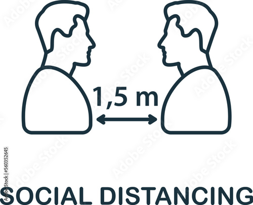 Social Distancing icon. Monochrome simple New Normality icon for templates, web design and infographics