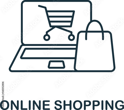 Online Shopping icon. Monochrome simple New Normality icon for templates, web design and infographics