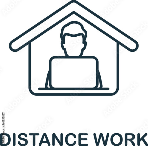 Distance Work icon. Monochrome simple New Normality icon for templates, web design and infographics