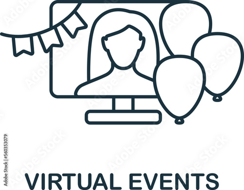 Virtual Events icon. Monochrome simple New Normality icon for templates, web design and infographics