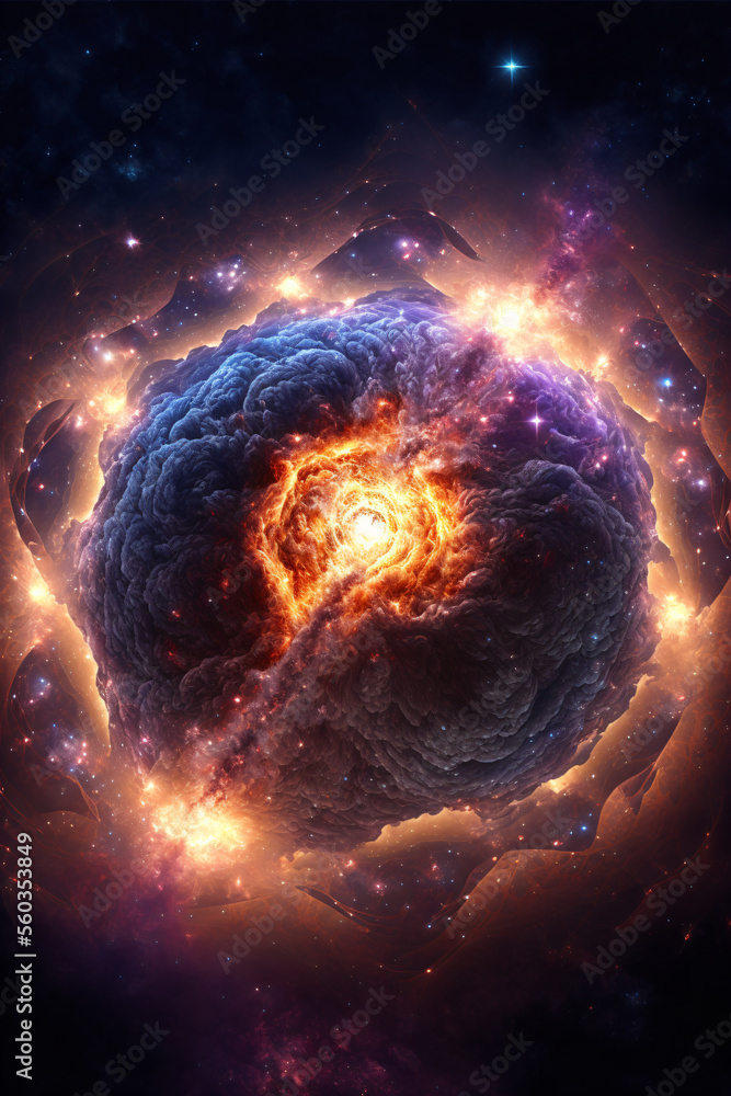 Fototapeta premium Vacuum decay spreading through the beautiful cosmos, Generative AI