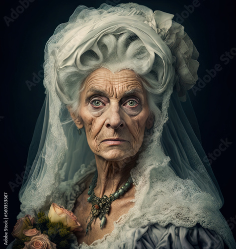Portrait of Old Victorian Bride Abandoned at The Altar