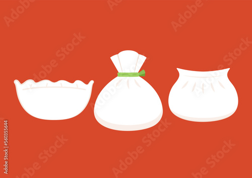 Shrimp dumplings vector. Shrimp dumplings is Chinese food. Chinese food icon. Gyoza vector.