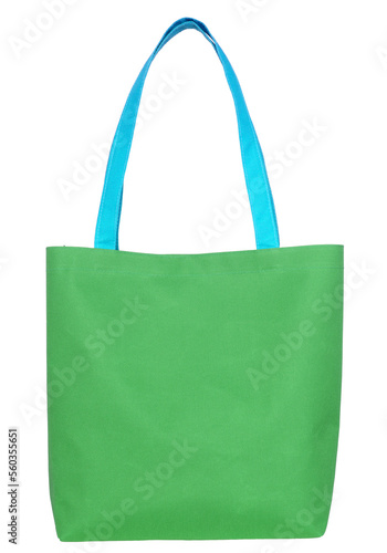Green shopping fabric bag isolated with clipping path for mockup
