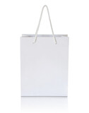 white paper bag isolated with reflect floor for mockup