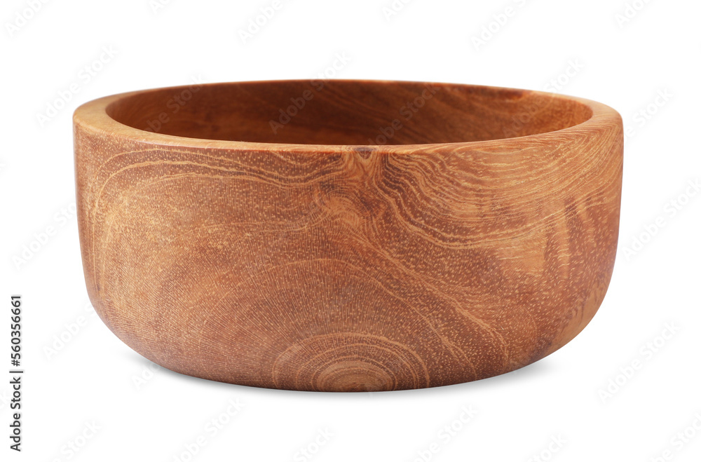 Beautiful empty wooden bowl isolated on white Beautiful empty wooden bowl isolated on white