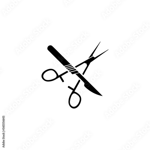 Surgical instruments icon. Medical Scissors and scalpel icon isolated on white background