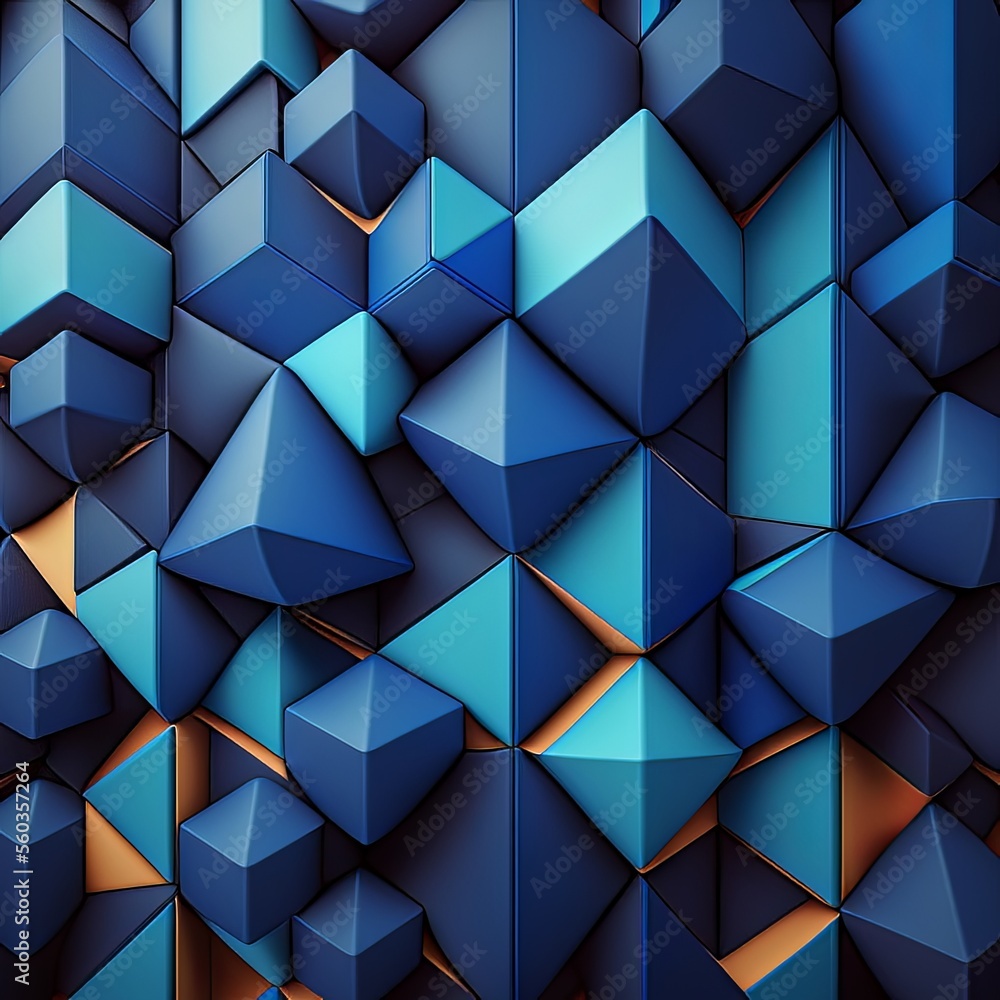 Fototapeta premium Blue colored abstract geometric background. Generative AI.