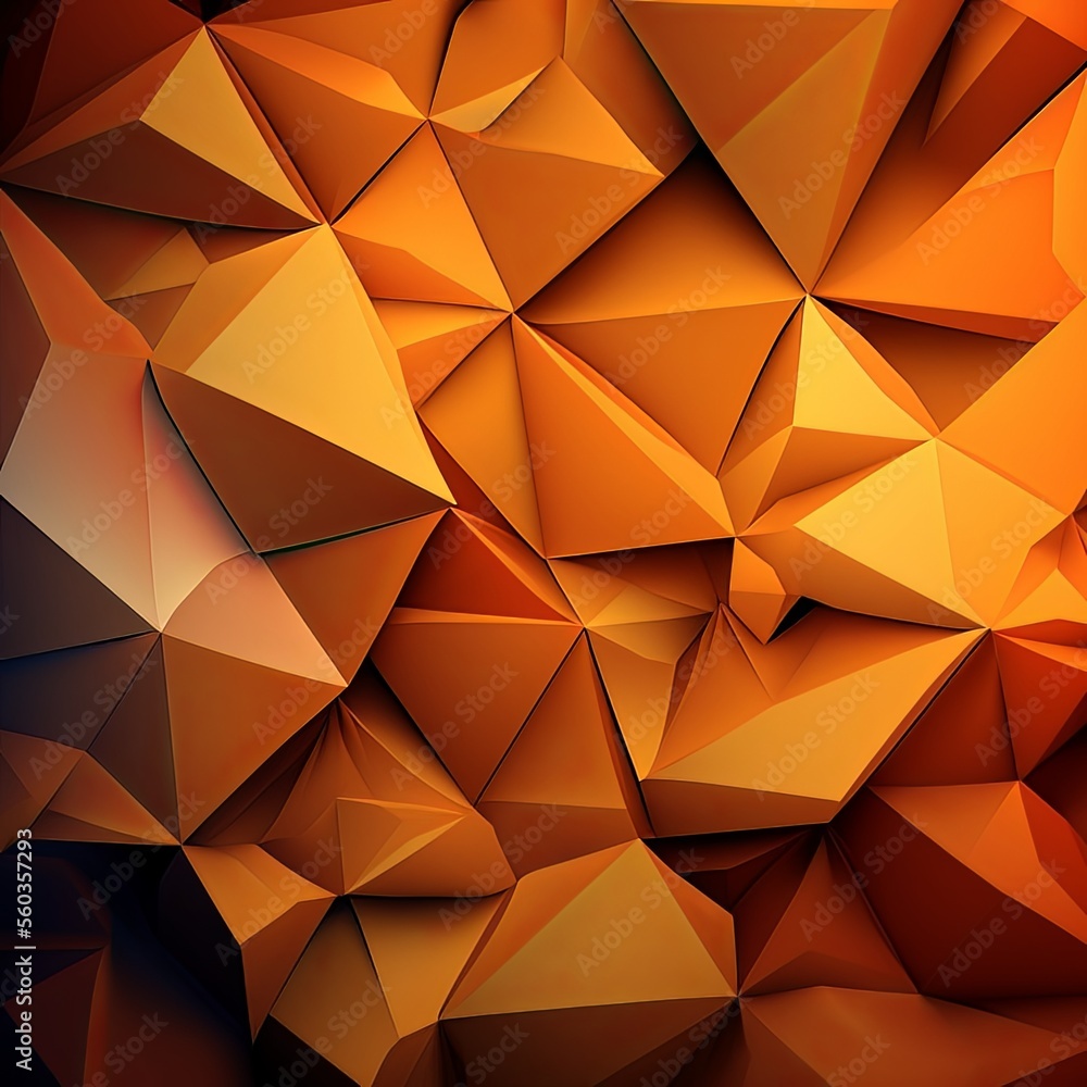 Fototapeta premium Orange colored abstract triangle background. Generative AI.