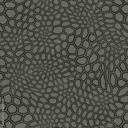 Seamless pattern with hexagonal flat ornament texture. Reptile scales endless skin. Vector background.