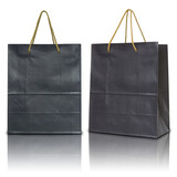 black paper bag isolated with reflect floor for mockup