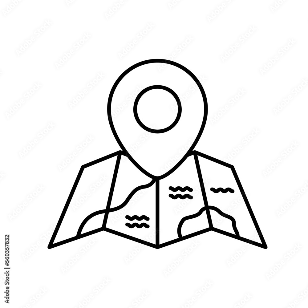 Map icon to show direction with location pin Map icon to show direction with location pin
