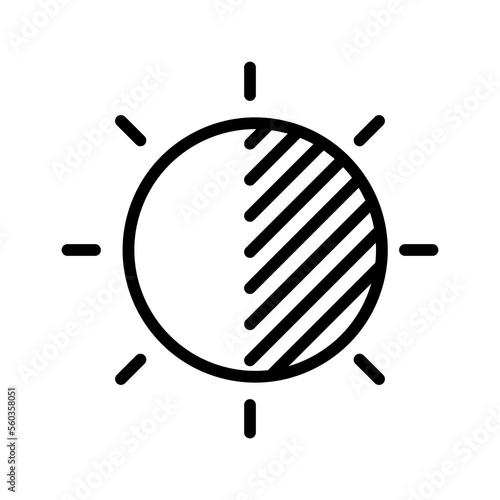 Brightness line icon. Day and night mode, colorfullness, economy of charge, battery, moon, dakr, light, sliders, window controll button. Vector illustration on white background photo