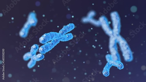 Chromosomes Abstract Scientific Blurry Background. Looped 3D animation