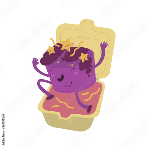 Korean Bento mini box cake. Editable vector illustration