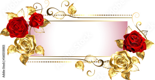 Rectangular Banner with Red Roses