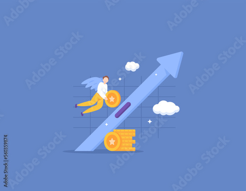 angel investors, venture capital, investing. increase sales, revenue, and profits. a kind investor provides capital for the company and to develop the business. illustration concept design. element