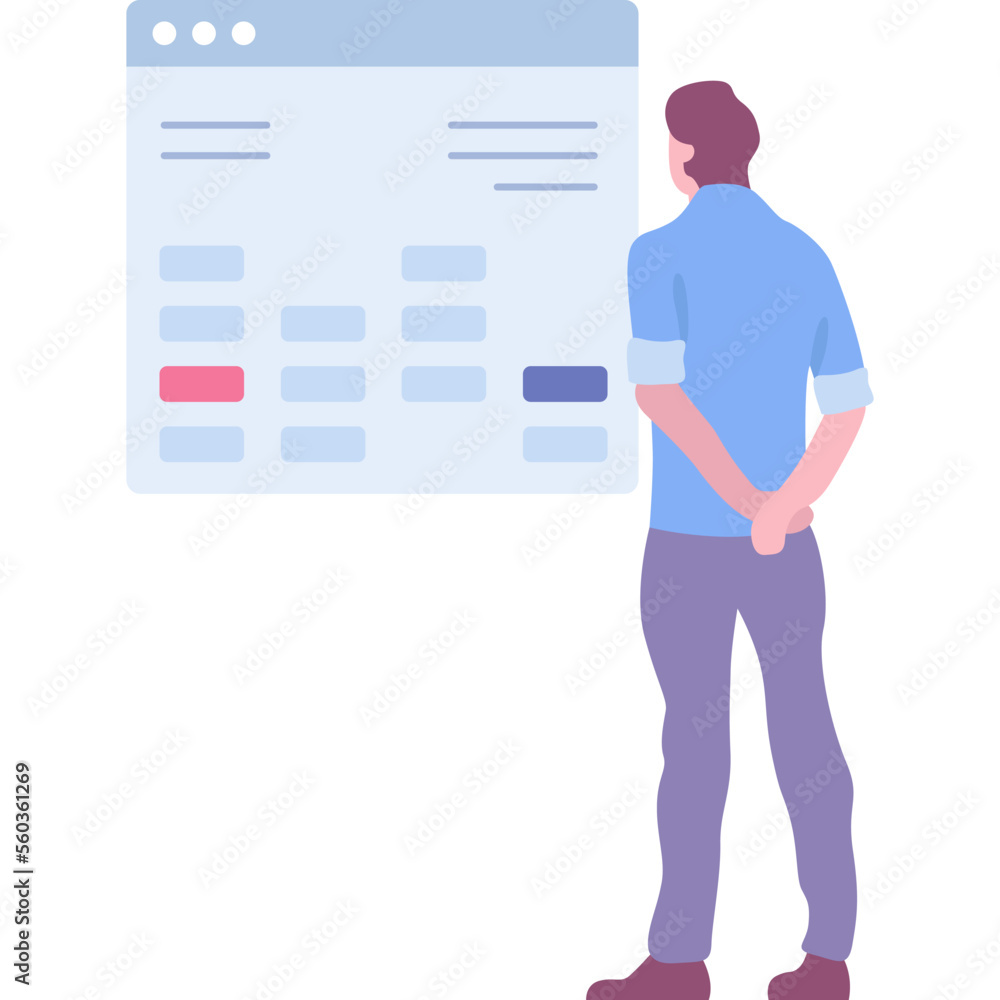 Money management icon vector man analyzing data Money management icon vector man analyzing data