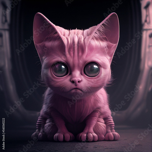 Pink Cyber-Kitten, Generative AI photo