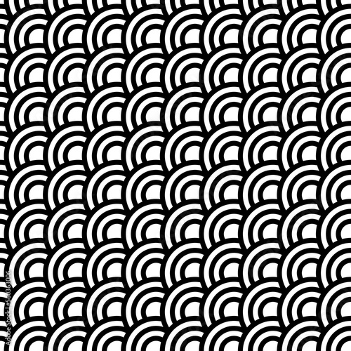 Fish scale seamless pattern. Traditional chinese sea wave ornament. Asian cloud ethnic motif.