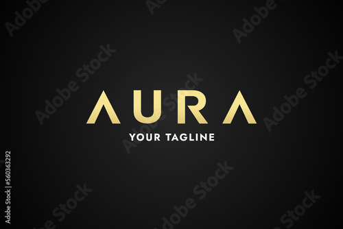 Aura logo or Elegant Aura logo vector isolated on black background. Best aura logo with elegant design in gold color. Suitable for a company logo. The best Aura logo for your business.