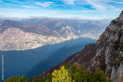 view of Lake Garda from a panoramic point on Mount Baldo.