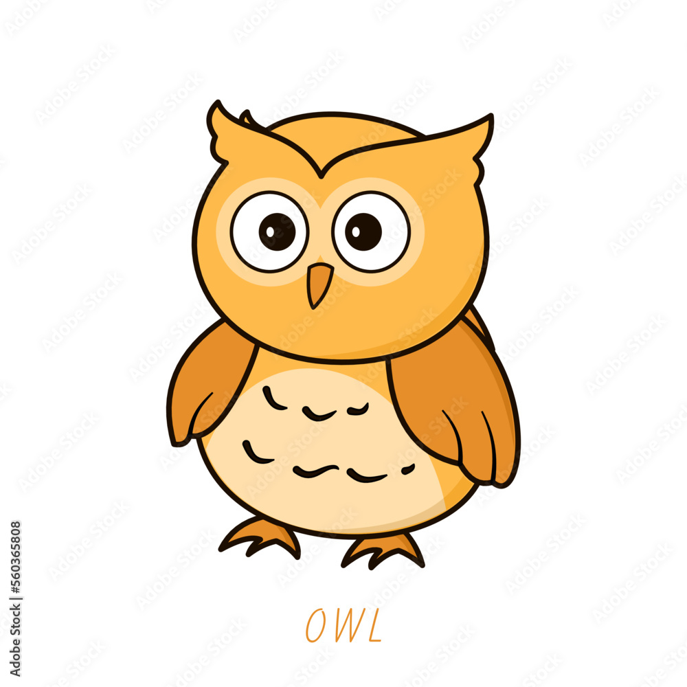 Obraz premium Vector illustration of cute owl cartoon waving isolated on white background