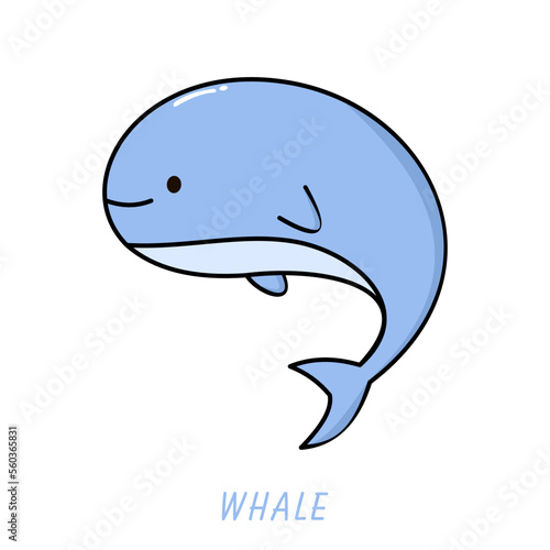 Vector illustration of cute whale cartoon waving isolated on white background