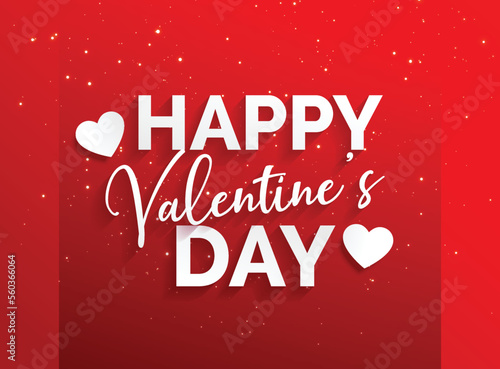 Valentines Day card with red background. Valentines day greeting card with typography
