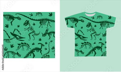 dinosaur skeleton t-shirt desing. vector illustration. Printable t-shirt design for dinosaur