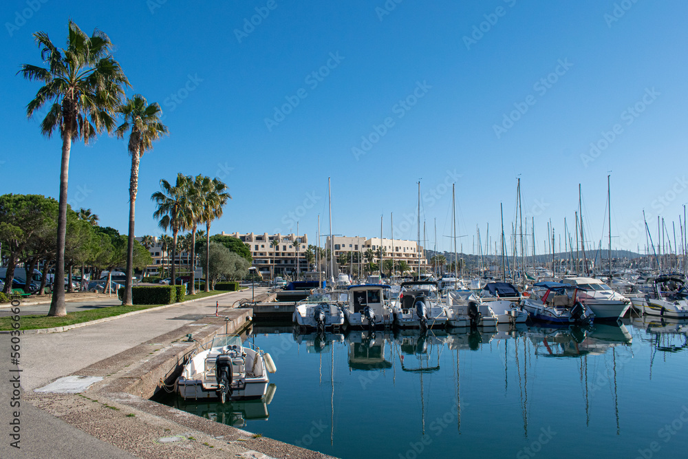 Port Grimaud hotel at the harbor with yachts