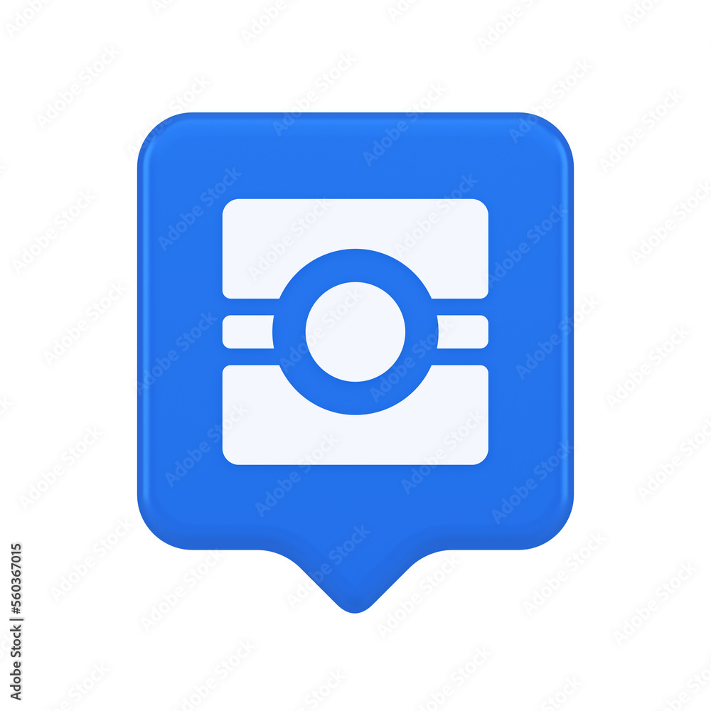 Camera photo video application button multimedia photograph service 3d realistic speech bubble icon Camera photo video application button multimedia photograph service 3d realistic speech bubble icon