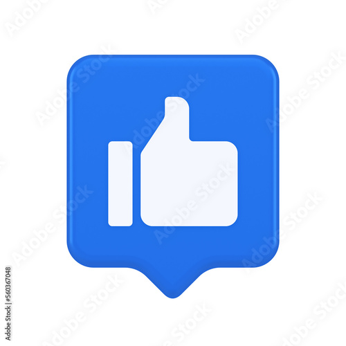 Thumb up like cool button cyberspace approve acceptance communication 3d realistic speech bubble icon