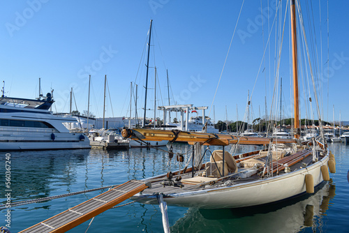 Old yacht at harbor in port Cogolin