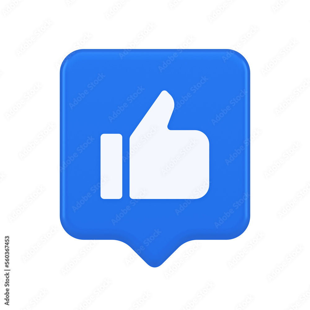 Like thumb up approve rating button confirmation cool website networking 3d realistic speech bubble icon Like thumb up approve rating button confirmation cool website networking 3d realistic speech bubble icon