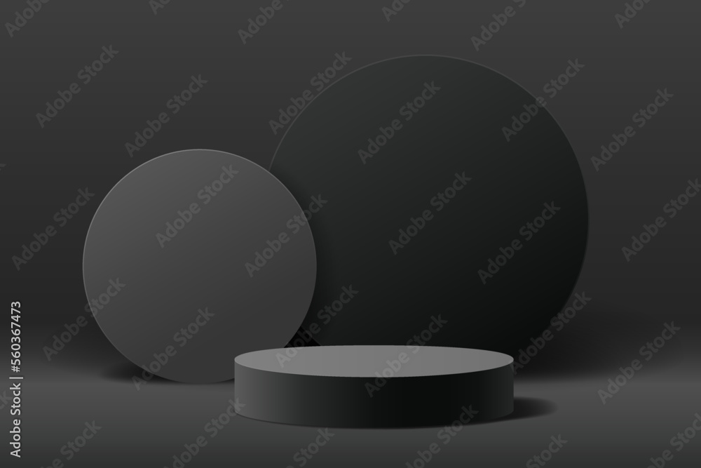 Dark black abstract 3d geometric shape minimal scene for product presentation background