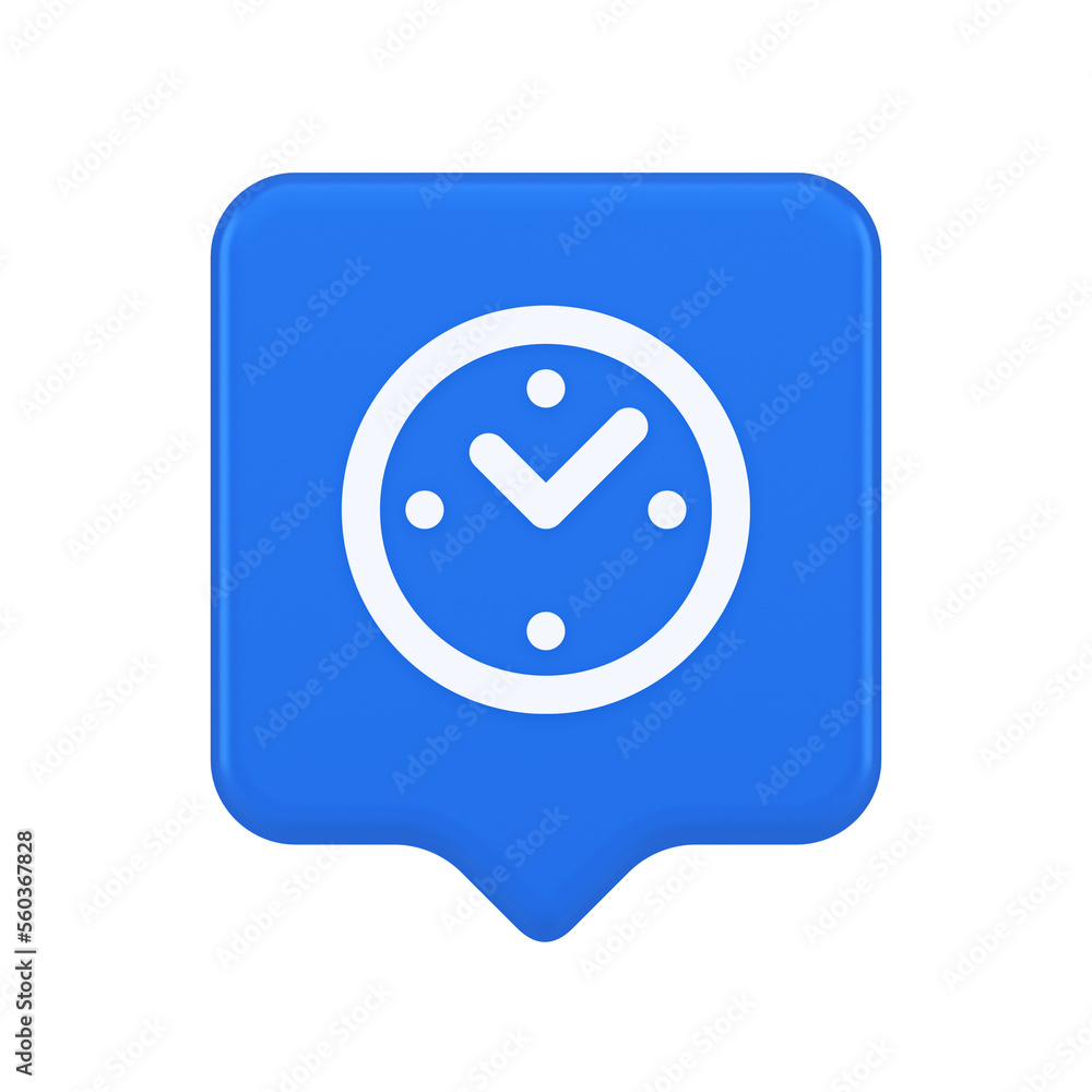 Alarm clock time countdown button deadline measurement 3d realistic speech bubble icon Alarm clock time countdown button deadline measurement 3d realistic speech bubble icon
