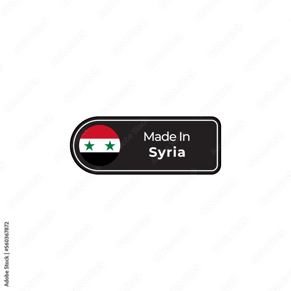 Made in Syria png black label design with national flag Made in Syria png black label design with national flag