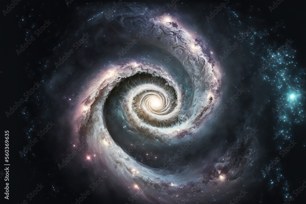 Spiral galaxy, illustration of Milky Way. Generative AI