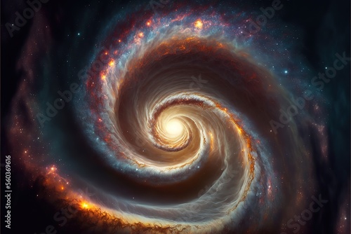 Spiral galaxy, illustration of Milky Way. Generative AI