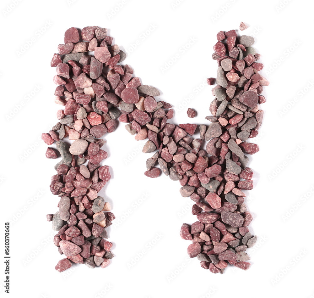 Stone in shape letter N, pile rock isolated on white, clipping path, photo Stone in shape letter N, pile rock isolated on white, clipping path, photo