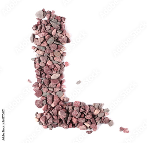 Stone in shape letter L, pile rock isolated on white, clipping path, photo