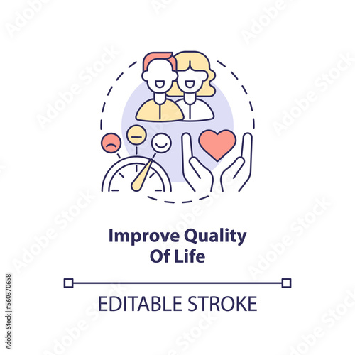 Improve quality of life concept icon. Goal of chronic disease management abstract idea thin line illustration. Isolated outline drawing. Editable stroke. Arial, Myriad Pro-Bold fonts used