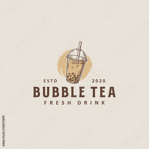 Bubble tea logo design template